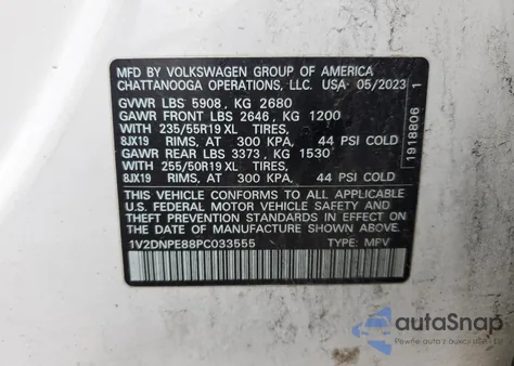 2023 Volkswagen Id.4 Pro из США, поврежденный, VIN 1V2DNPE88PC033555